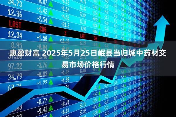 惠盈财富 2025年5月25日岷县当归城中药材交易市场价格行情