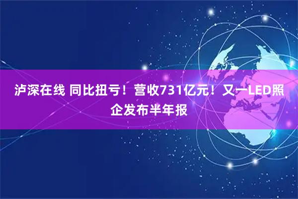 泸深在线 同比扭亏!营收731亿元!又一LED照企发布半年报
