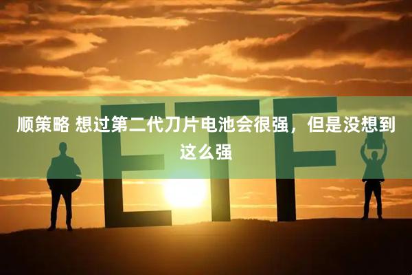 顺策略 想过第二代刀片电池会很强，但是没想到这么强